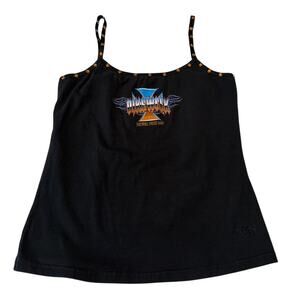 Vintage 2008 Daytona Bike Week Cami Tank Top Rhinestone Built In Bra M